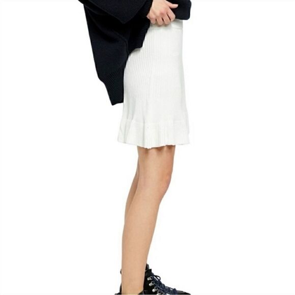 NEW Free People Cream Solid Gold Ribbed Knit Skirt - Picture 5 of 15